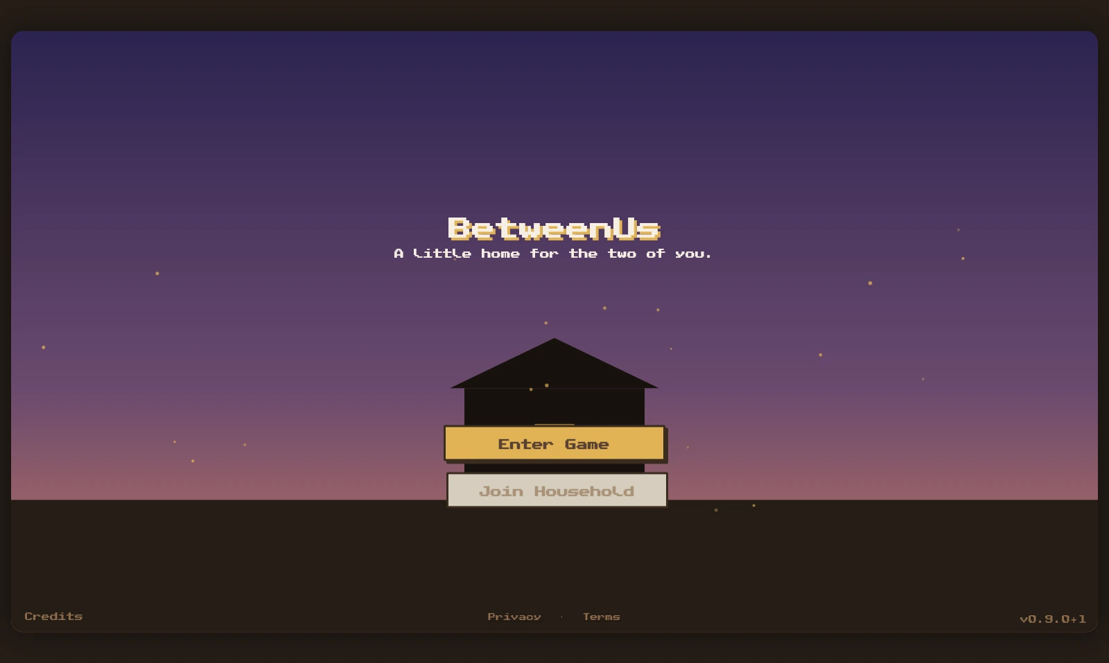 BetweenUs title screen captured from the local Flutter preview